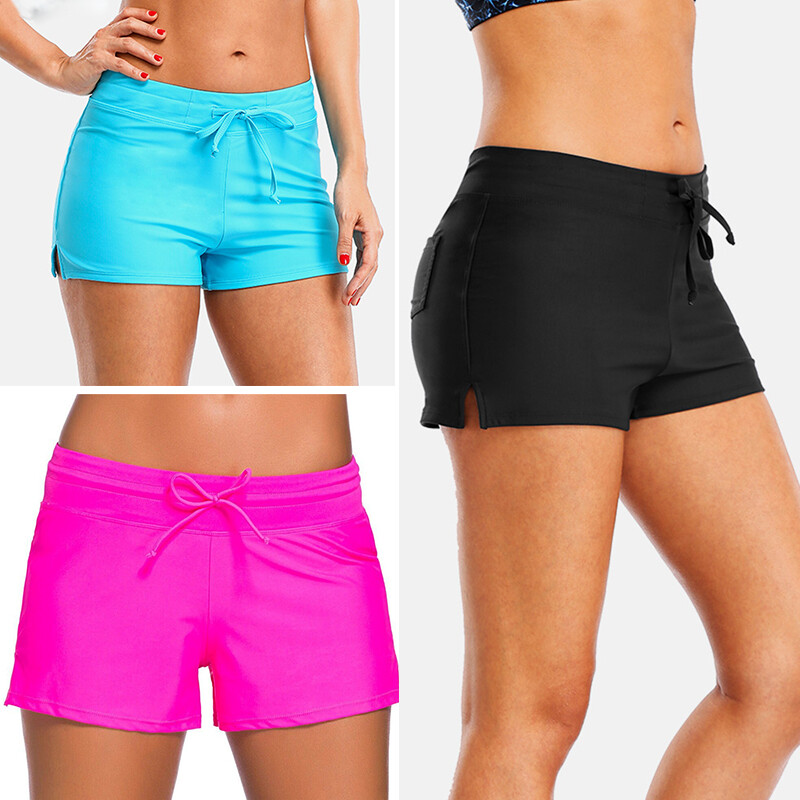 ladies high waisted swim shorts